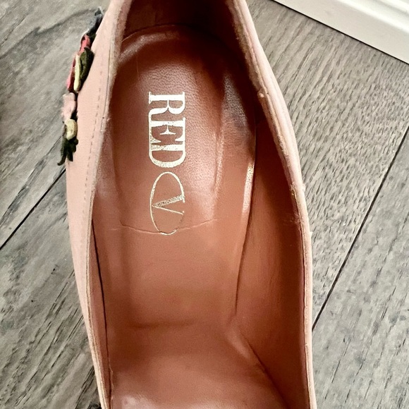 Authentic Valentino RED Blush Heels with Floral Embellishments - Picture 6 of 6